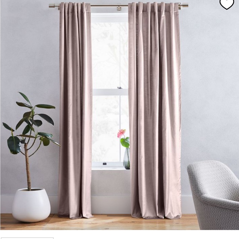West elm  luster Velvet Curtain in dusty blush